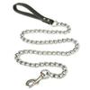 Metal Chain Dog Lead with Leather Style Handle Strong Control Leash Iron Dog Pets Supplies Collars Harnesses Chain Traction Rope