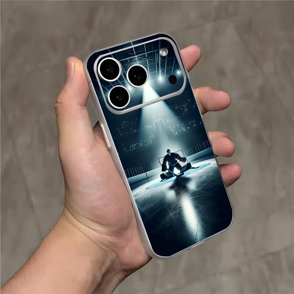 Ice Hockey Rink Puck Phone Case For iPhone 17,16,15,14,13,12,11,Pro,Max,Plus,E,Air,Mini Magnetic Frosted Clear