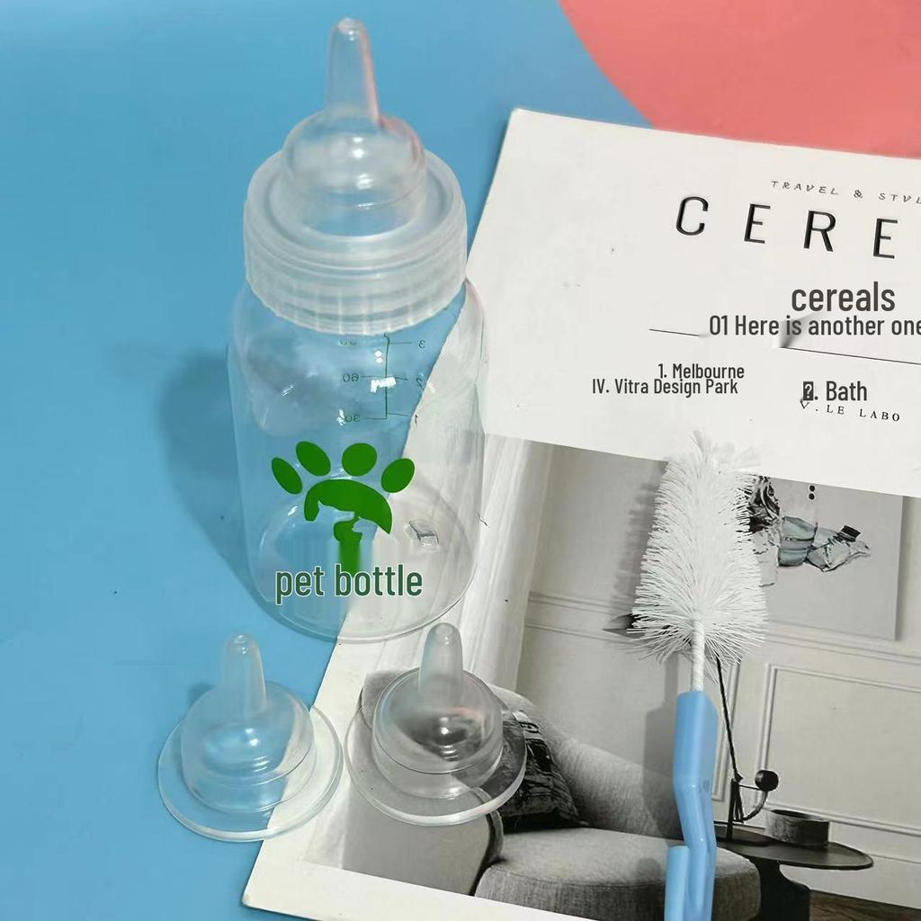 Sada lahviček na mléko s měkkým dudlíkem pro novorozená koťata a štěňata