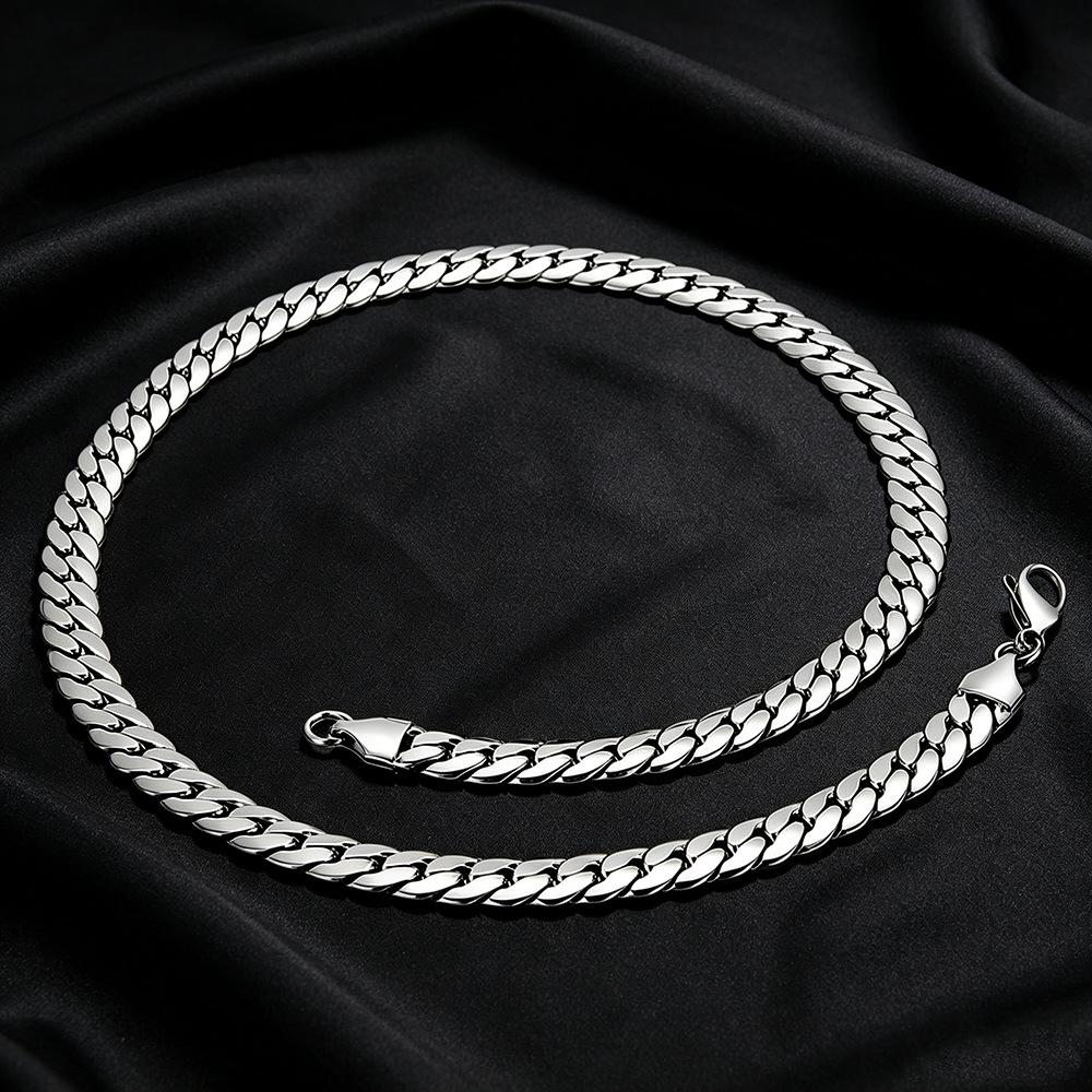 Encrypted Titanium Steel Cuban Link Necklace - Men's Hip Hop Style Stainless Steel Accessories