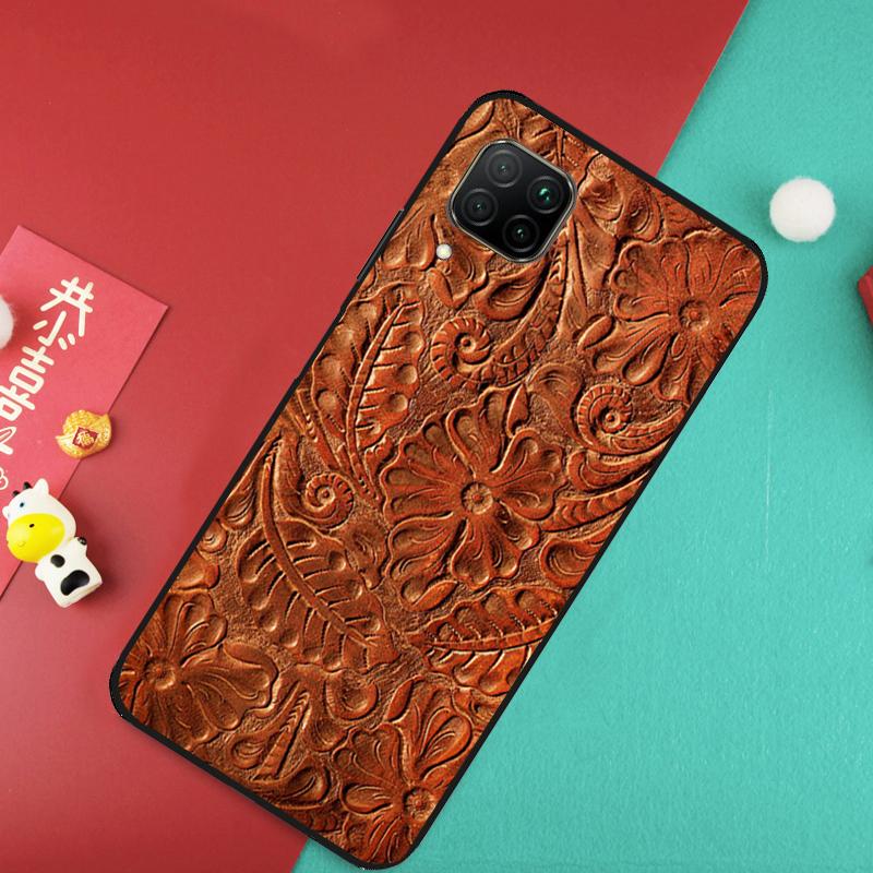 Brown Hand Tooled Western For Huawei Nova 9 10 SE 11 Pro 7i 8i 11i 12i Y73 Y72 Y61 Y91 Y90 Y70 Y60 P30 P40 Lite Case