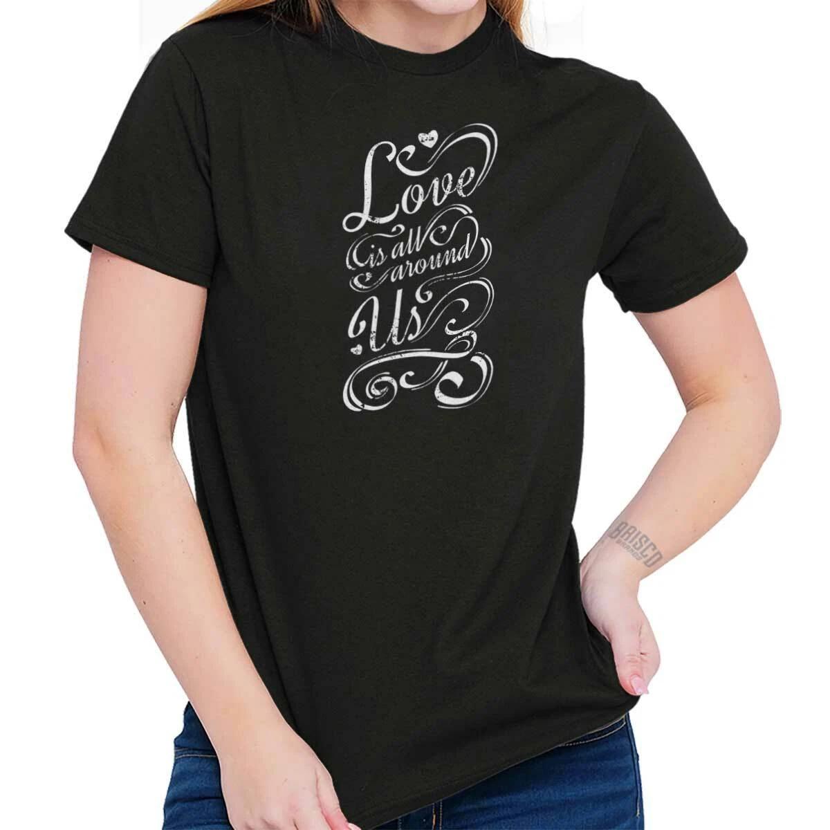Love Inspirational Positive Saying Quotes Womens Crewneck T Shirt Tees Tops XS