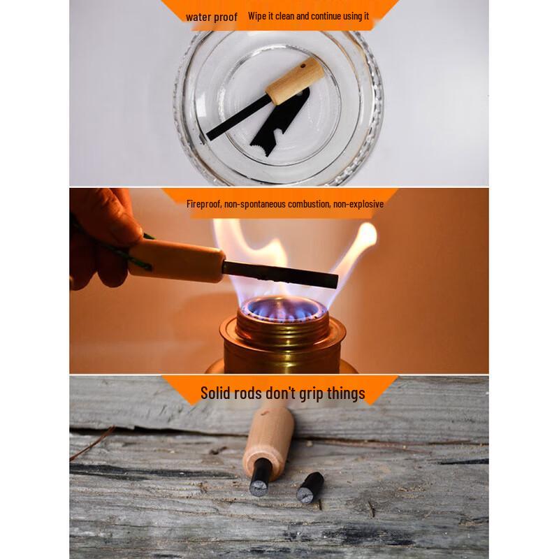 Wooden Handle Flint Steel Rod Survival Kit