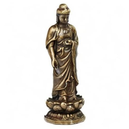[DFJLWKE] Miniature Buddha Statue, Standing Amitabha Buddha, 46mm, Brass, Antique Finish, Amitabha (for Those Born In the Year of the Dog or Pig), Gua