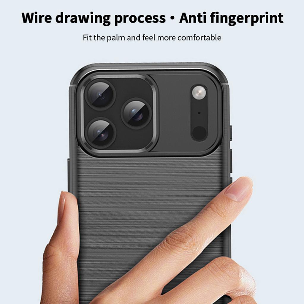 For iPhone 17 Pro Max Back Cover MOFI Brushed Texture Carbon Fiber Soft TPU Case