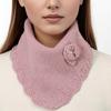 Women Winter Knit Waves Edge Turtleneck Faux Collar Elegant Flower Detachable Pullover Triangular Scarf Wrap Neck Warmer