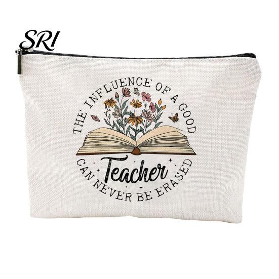 Travel Essentials Bag Cosmetic Teacher Theme Compact Toiletry Portable Zipper Close Storage for And Dressing Table Handbag Organizer