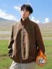 Men's Suede Jacket with Fleece, Thickened Stand-Up Collar - Trendy Warm Autumn/Winter Casual Jacket for Young Men