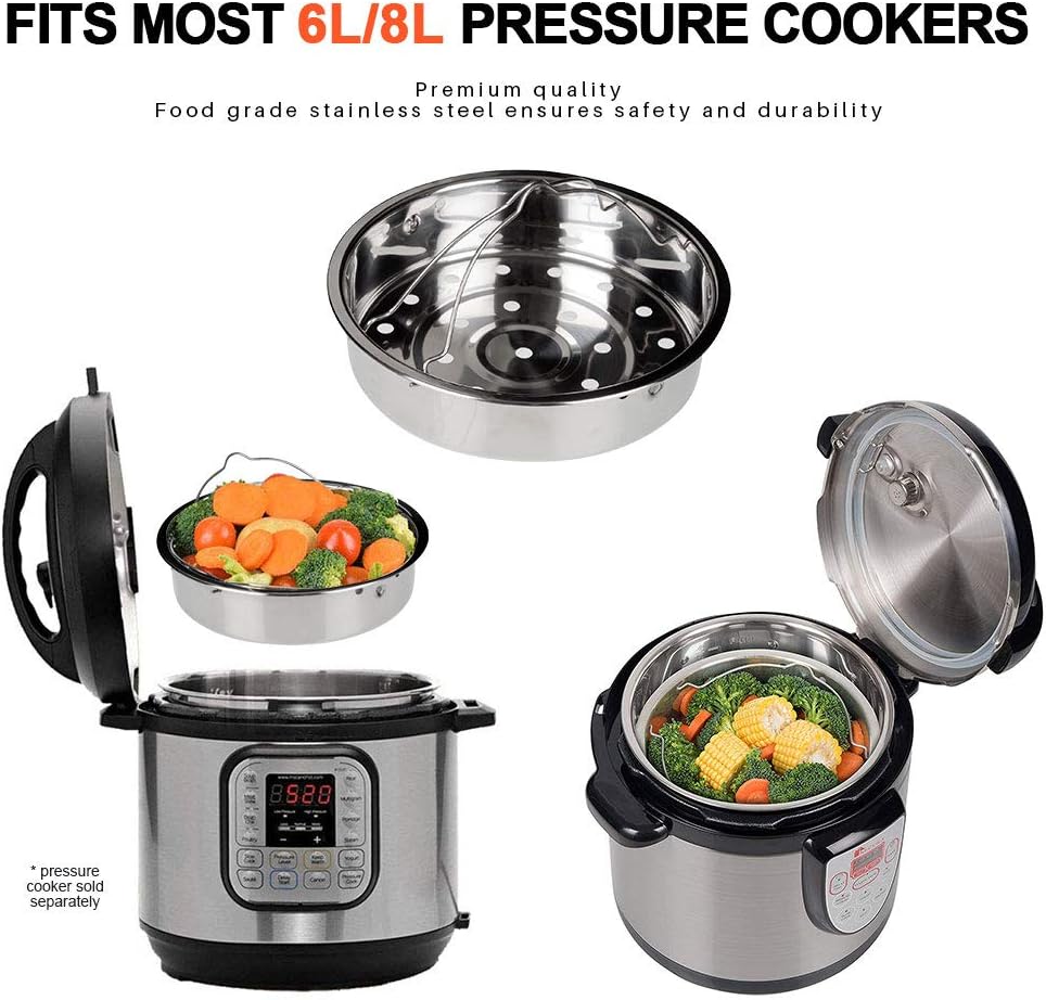 Stainless Steel 6-quart Electric Pressure Cooker Steam Rack Steamer Basket Insert Set