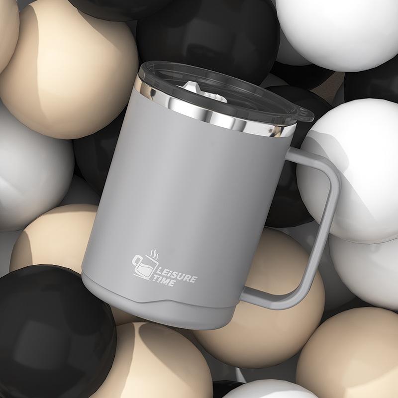 304 Stainless Steel Double-Layer Thermos Cup Office Coffee Cup With Handle Tea Cup Gift