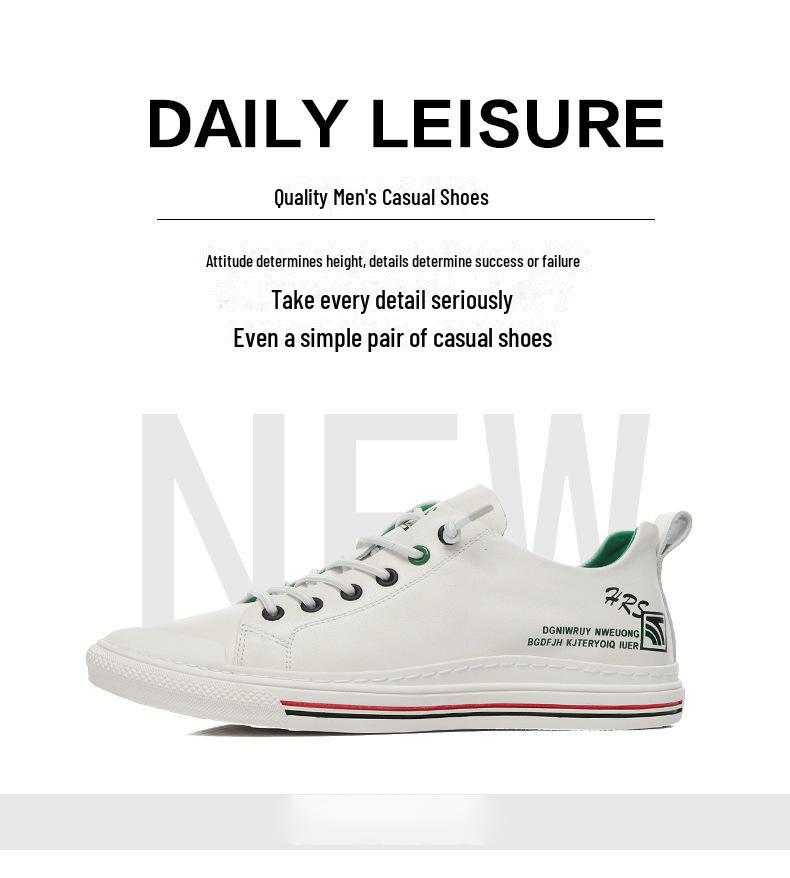 2025 Men's Trendy Breathable Leather Sneakers - Autumn/Winter Casual White Flats