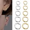 LATS 2024 New Simple Stainless Steel Small Hoop Earrings for Women Men 8mm To 20mm Round Cartilage Ear Piercing Fashion Jewelry