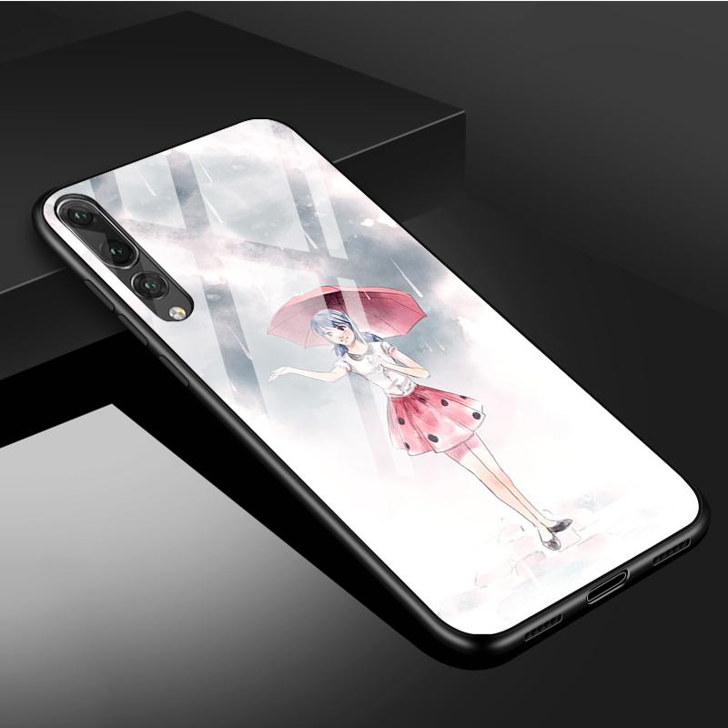 Lady Tempered Glass Phone Case For Huawei P20 P30 P40 P40 Lite Pro Psmart Mate 20 30 Cover Shell
