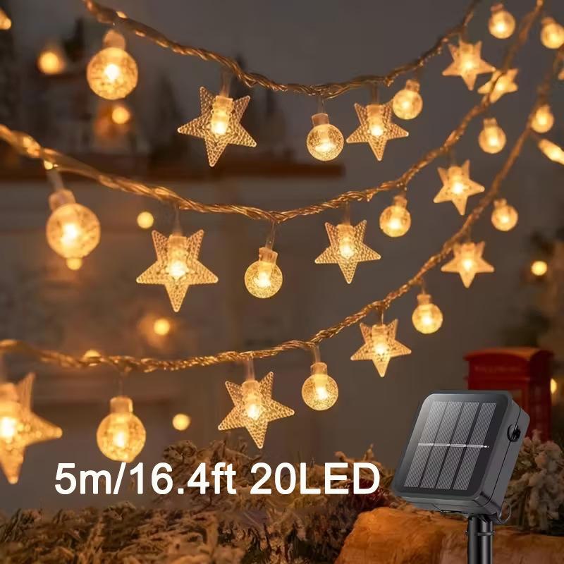 

Solar Crystal Ball String Lights - Outdoor Decorative Star & Camping Canopy Lights for Night Market Atmosphere Colorful Plug-in