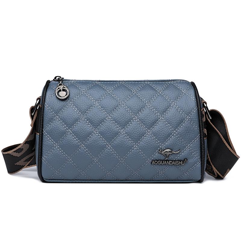 Monochromatic cowhide shoulder bag for women  genuine leather large capacity feminine bag