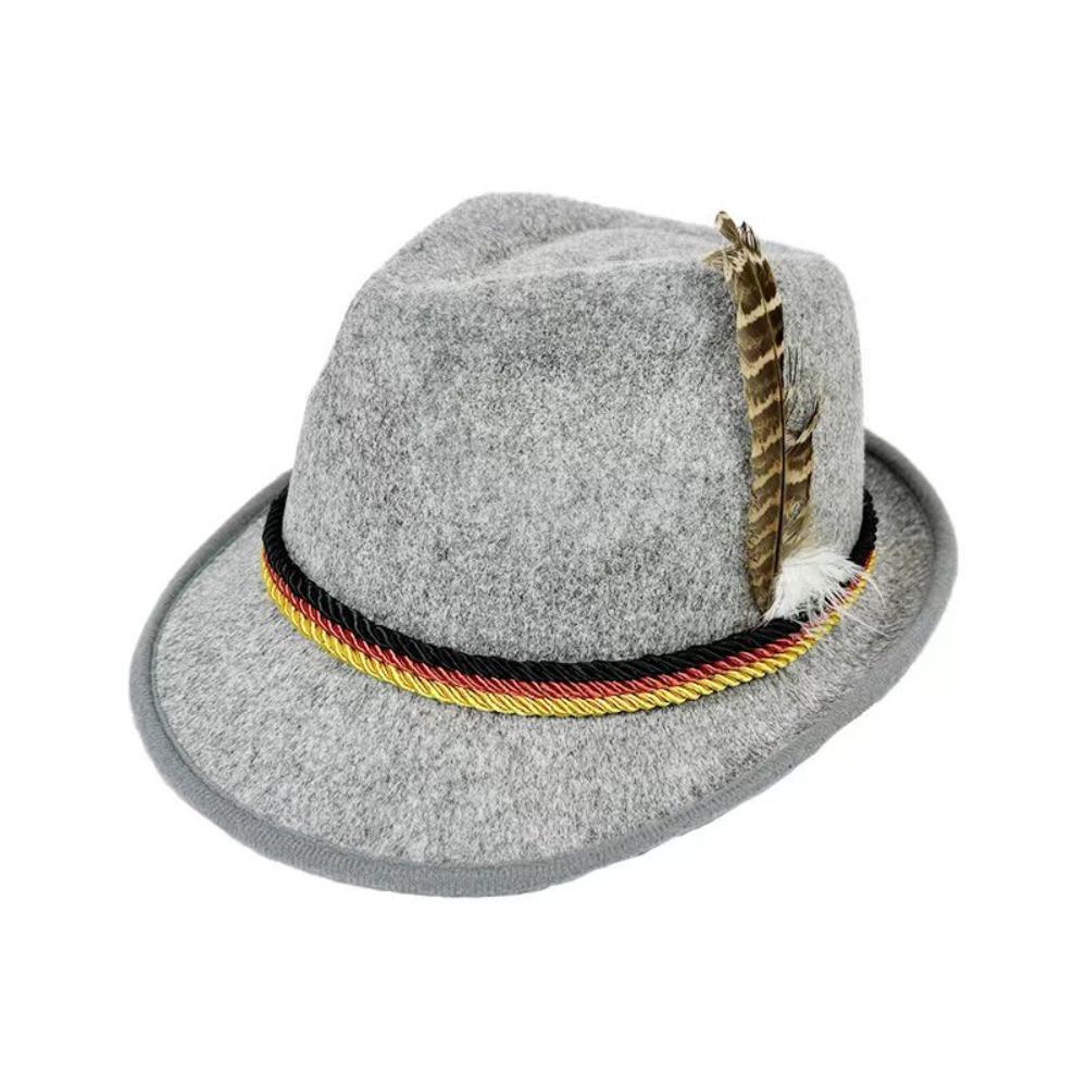 Bavarian Feather Decors Hat Fedora Hat Costume Cosplay Cap Fashion Oktoberfest Hat Halloween