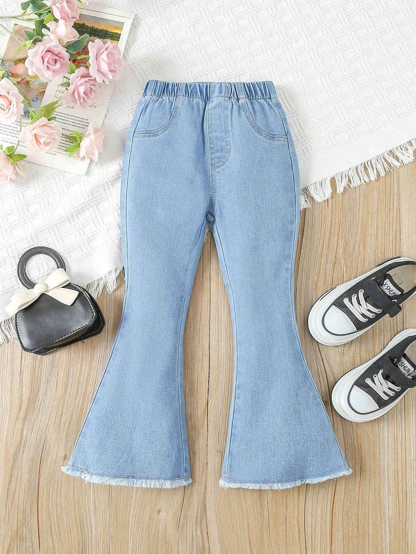 

Young Girl Stretch Flare Jeans with Elastic Waist - Versatile and Relaxed Casual Style 2-3Y средний синий