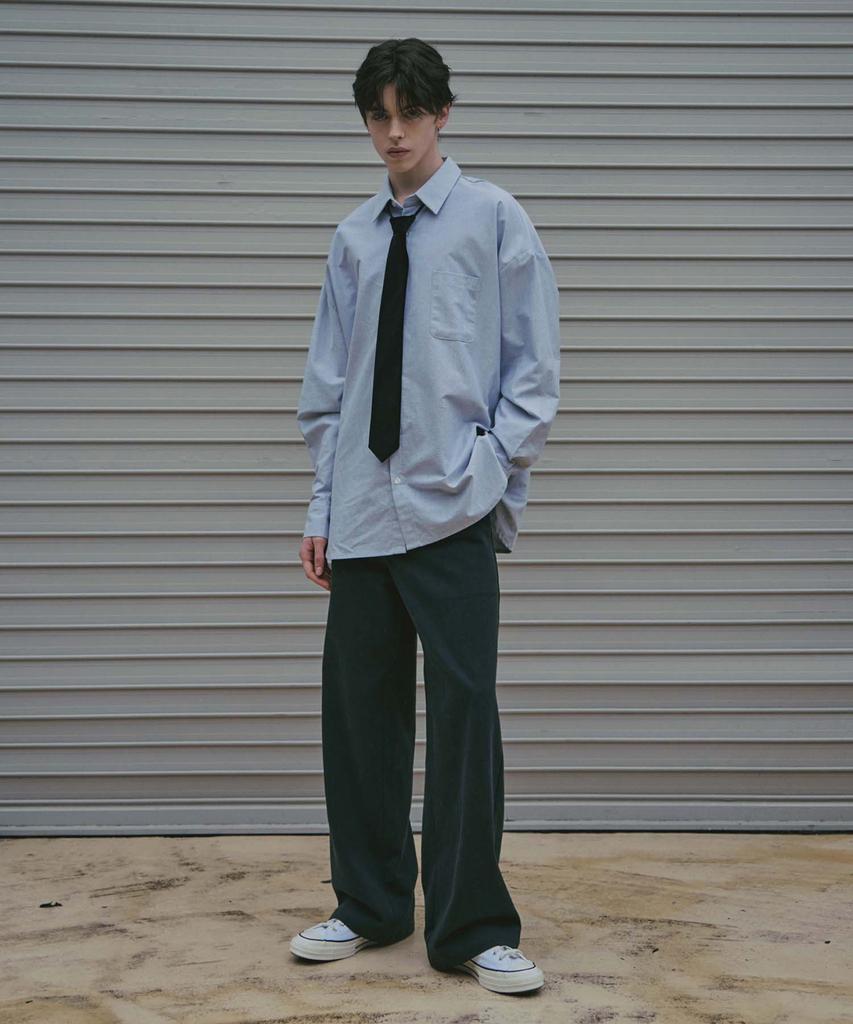 Ladeuedisyeon Pocket Stitch Wide Baker Pants_Black