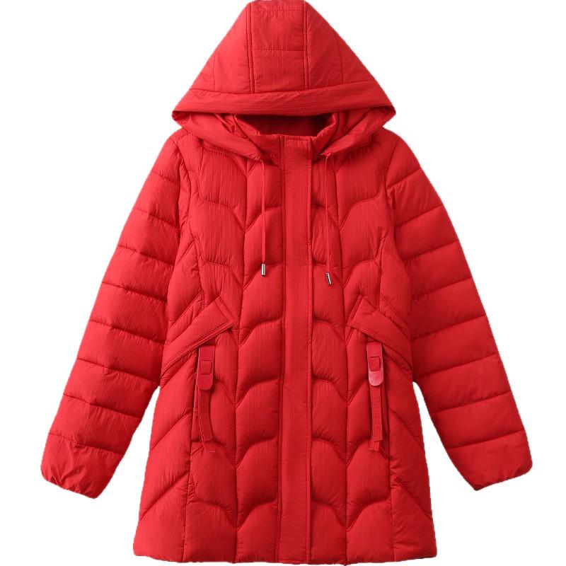 Women's Slimming Mid-Length Hooded Winter Cotton Jacket, 2025 Korean Style, Versatile, Thick, Warm, and Flattering.