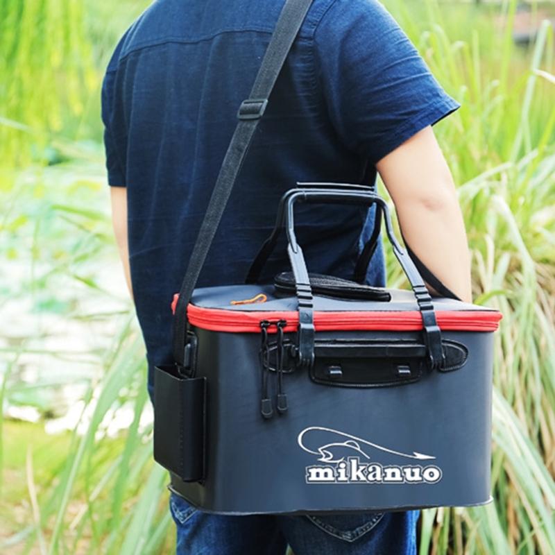 Living Fish Bucket Folding Fishing Bucket Multi-function Live Fish Baits Bucket Live Fish Container for Hiking Camping