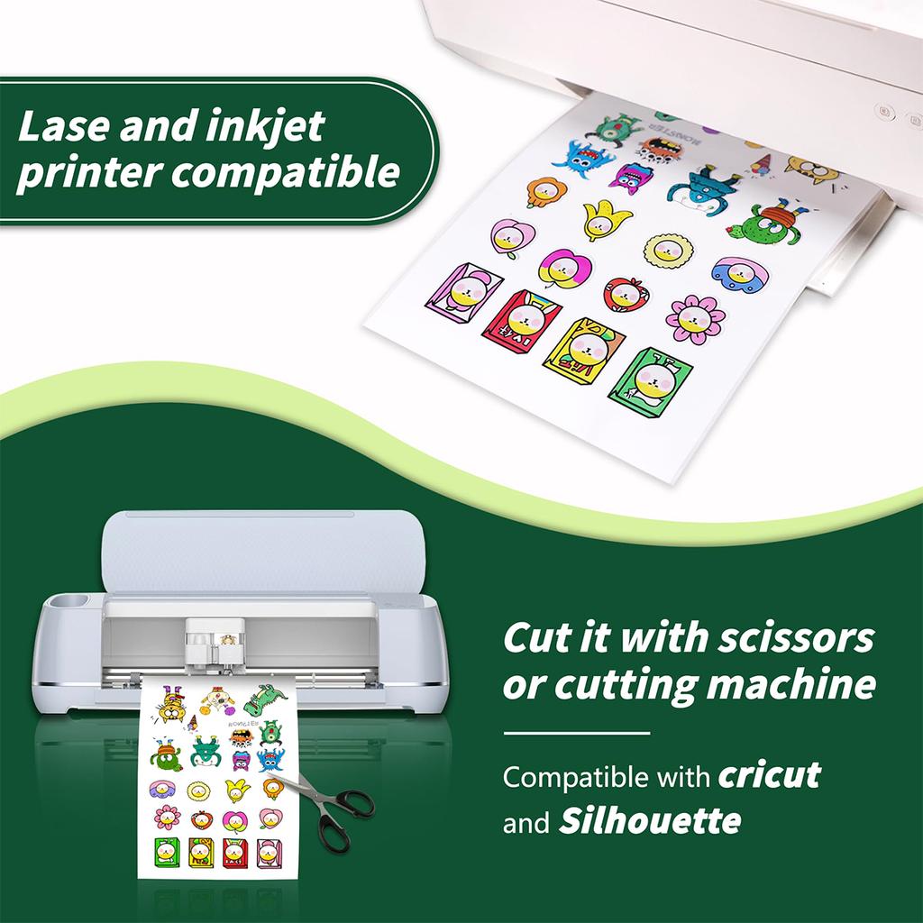 80 Sheets Clear Sticker Paper For Inkjet Printer - Glossy Printable Vinyl Sticker Paper Decal