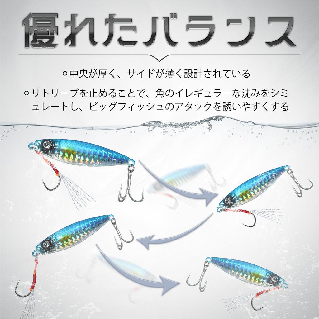 TRUSCEND Flat BKK Hook Metal Saltwater Jig Fishing Shore Jigging Lure for and Saltwater Spoon Lure Sea Fishing Jigging Blade Bait for Bass Fishing