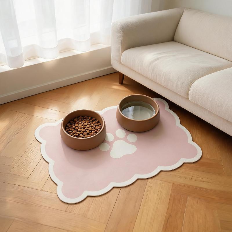 Waterproof Non Slip Pet Feeding Mat Absorbent Wavy Edge Easy Clean Pad for Cats Puppy Pet Feeding Supplies