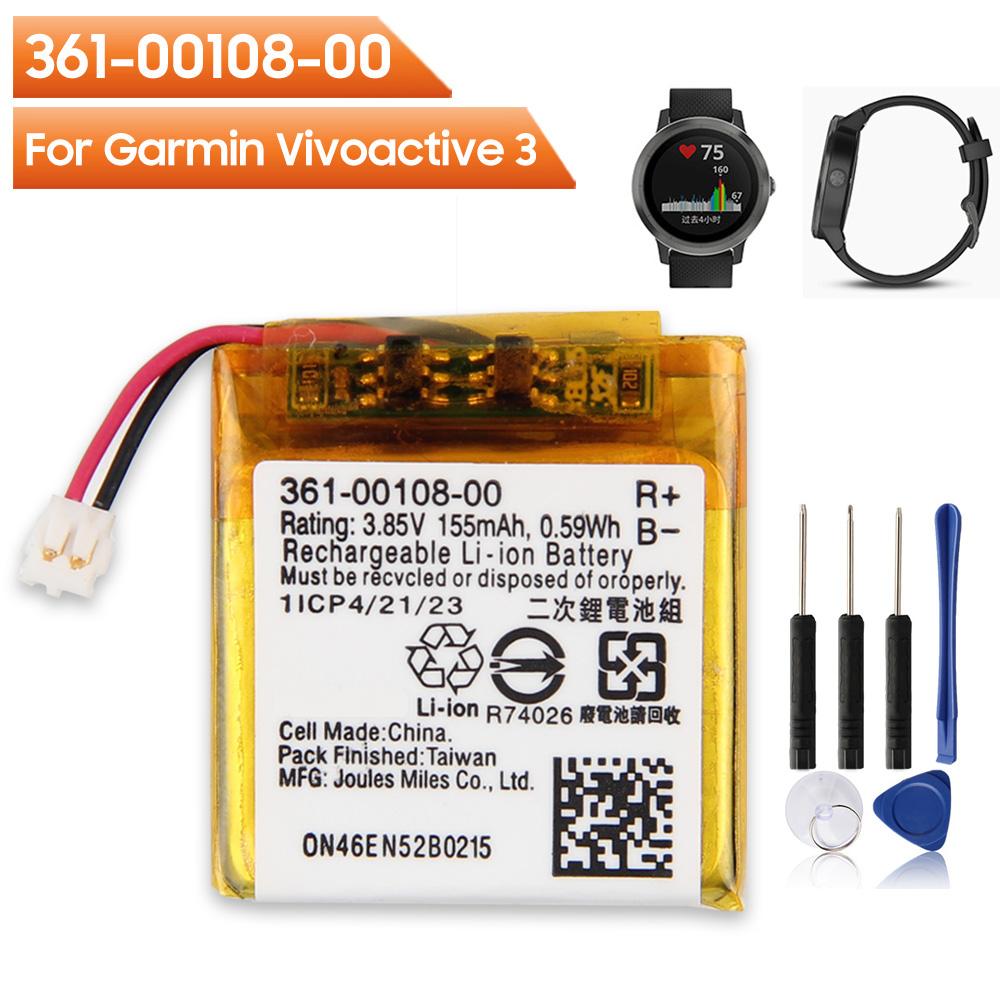 Watch Battery 361-00108-00 361-00108-01 for Garmin Vivoactive 3 GPS Sports Smart Watch Replacement Battery 200mAh