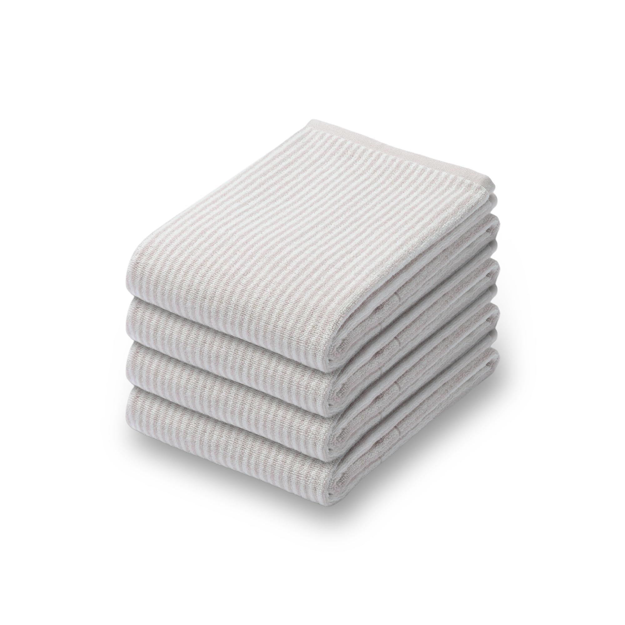 MUJI Fluffy Pile Bath Towel Set of 60 x 120 Light Gray Stripe Soft 84835117 (Patterned) - 4, cm, /