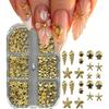 6 Grilles Charms 3D pour Ongles Coquillage Doré Étoile de Mer Conque Décor pour Manucure DIY Design Débutants