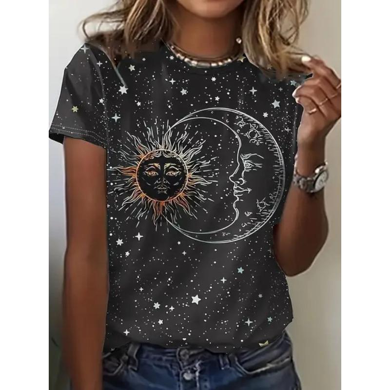 

Женская летняя модная повседневная универсальная футболка с короткими рукавами и круглым вырезом с 3D-принтом 2XL