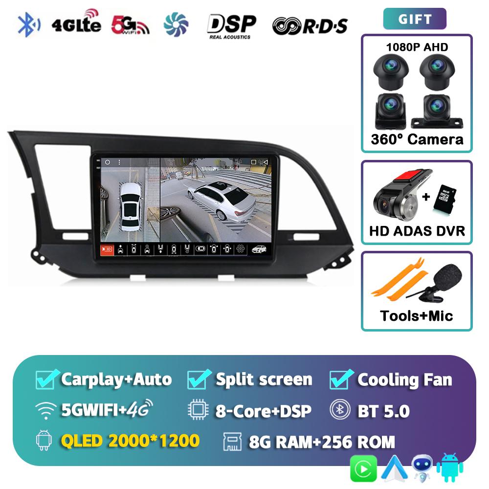 Android 14 Carplay Auto For Hyundai Elantra 6 2015 2016 2017 2018 Car Radio DPS GPS Navigaion Multimidia Video Player 360 Camera