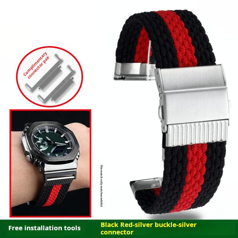 High Quality Elastic Nylon Watchband For Casio G-SHOCK GA-2100 2110 GM-2100 Series Modified Nylon Canvas Watch Strap Accessories