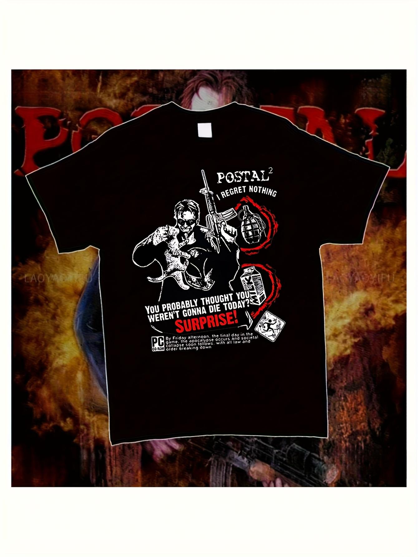 Футболка с юмористическим рисунком Почтальон Человек, Черная футболка для видеоигр, Футболка с рисунком Почтальон Человек и Оружие - Летняя мужская... S разноцветный