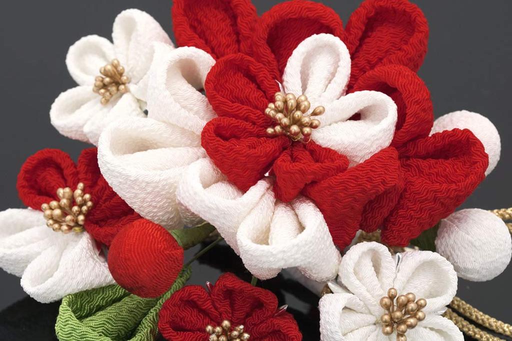 [SOUBIEN] (Soubien) Hair Ornament Set for Coming-of-Age Ceremony and Graduation: Tsumami-zaiku (traditional Japanese Fabric Flower Making) 2-piece