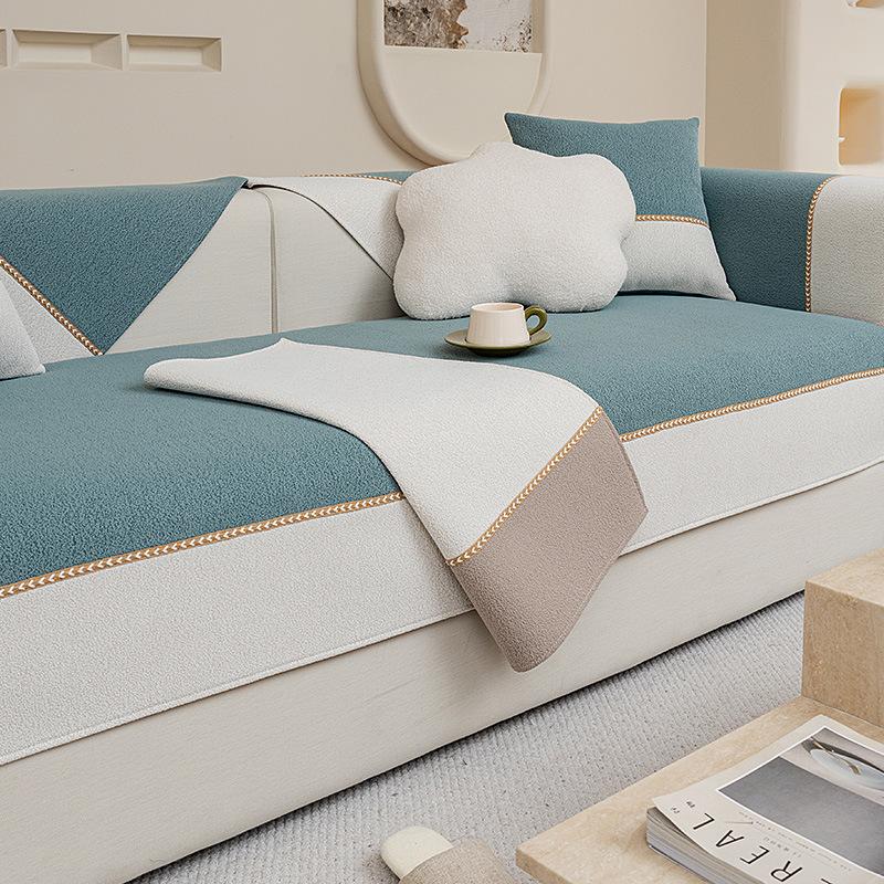 

Подушка для дивана из синели, простой современный чехол для дивана в стиле Ins, ткань для четырех сезонов, универсальная нескользящая ткань, кожаный чехол для дивана 70*70cm