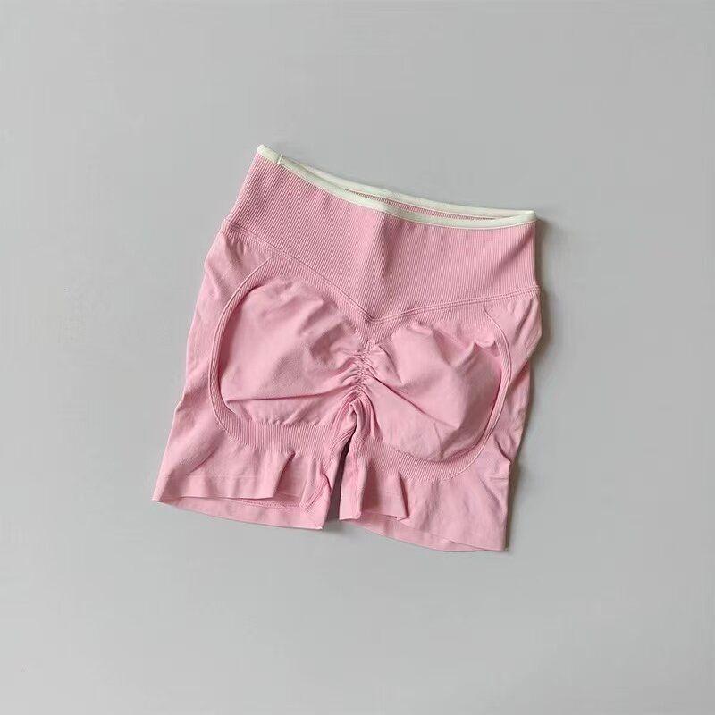 European and American Style Hot Girl Fitness Set with Peach-Shaped Butt Design, Yoga Set for Women with Chest Pads, Sports Bra, High-Waisted Shorts