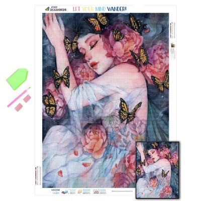 Pittura Diamante 5D Quadrato Completo Kit Farfalla e Fiori Ricamo Diamante Ragazza Mosaico Arte per Porta Strass Decorazione Casa
