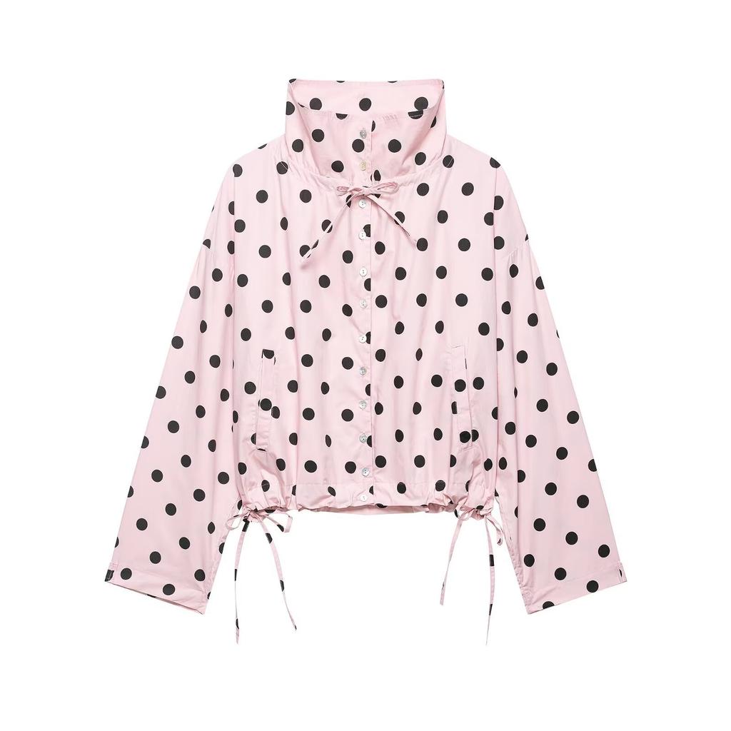 New European and American casual style loose high-collar polka dot jacket 4341730