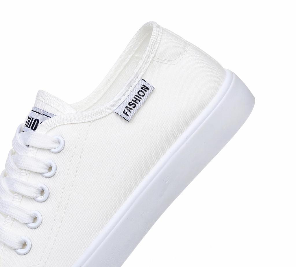 Women's White Lace-up Canvas Shoes - Soft, Breathable, Casual All-Match Sneakers for Spring and Autumn