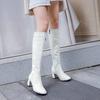 Autumn Winter Knee High Boots Women Black Red Patent Leather Women High Boots Luxury Casual Heels Fashion Long Party Shoe Female