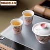 2pc/lot Hand-painted Peach Blossom Teacup Luxury Tea Bowl Set Of Cups Tea-tasting Meditation Cup Chazhan Master Cups Cha 40ml