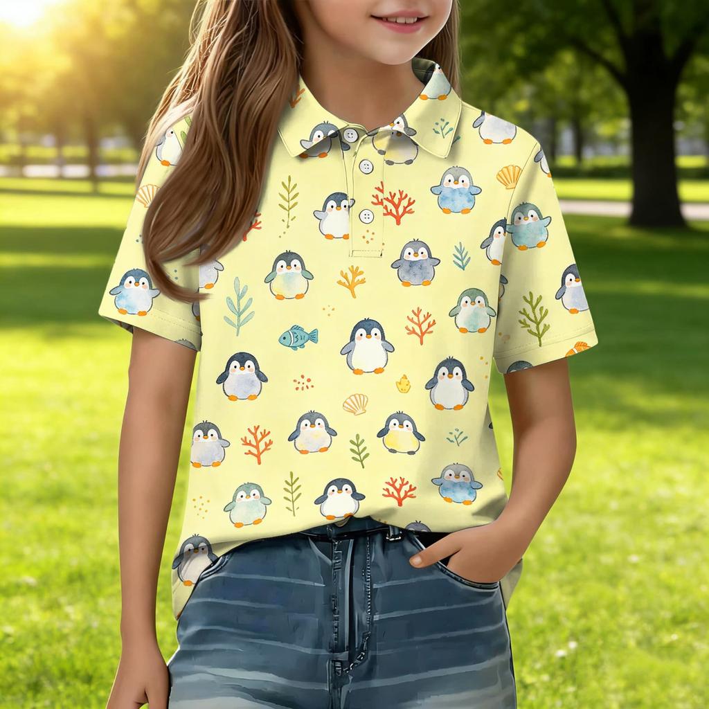 Kids Casual Short Sleeve Polo Shirt Animal Print T Shirt Lightweight Breathable Comfortable Fit for Everyday Wear
