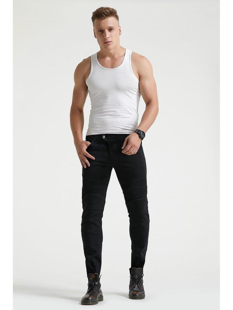 High Elasticity Straight Leg Motorcycle Riding Jeans