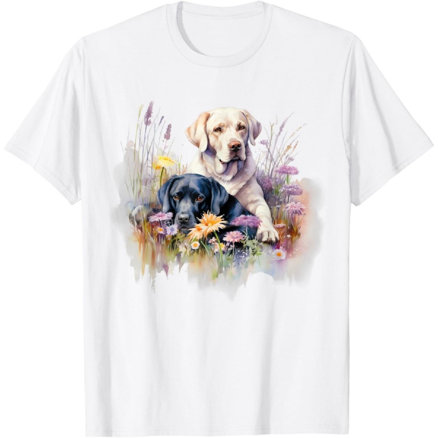 Floral Wildflower Dog Labrador Retriever Men Women Kids T-Shirt(1) XXXXXL белый