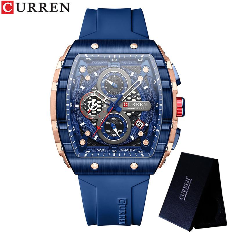 CURREN Man WristWatch Waterproof Chronograph Date Men Watch Military Top Brand Luxury Silicone Original Sport Male Clock 8442
