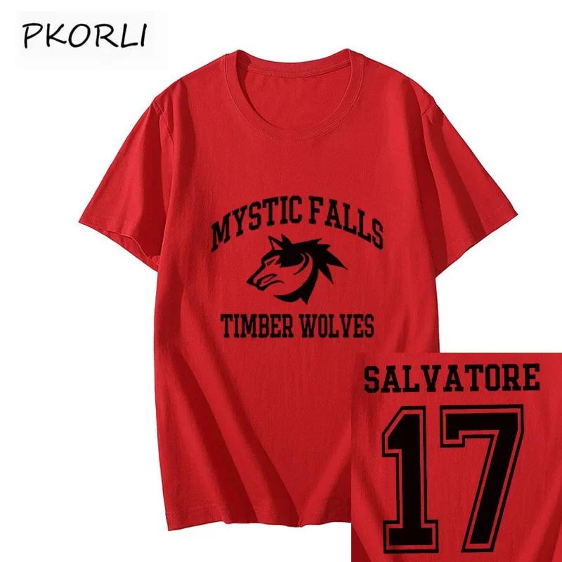 The Vampire Diaries T-shirt Women Vintage Mystic Falls Salvatore 17 Female Clothing Summer Anime Clothes Streetwear