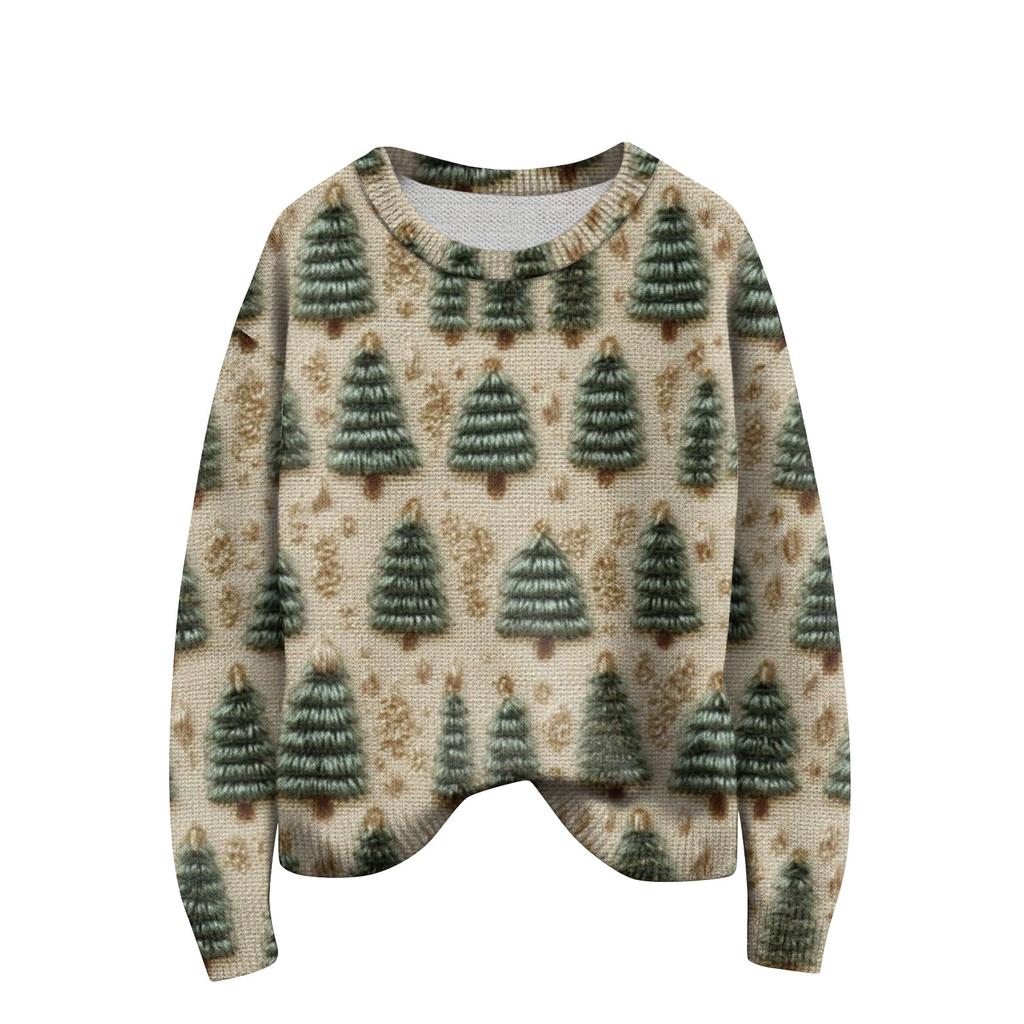 Maglioni Pullover a Maniche Lunghe da Donna Girocollo Casual Carino Stampa Maglia Maglione Oversize