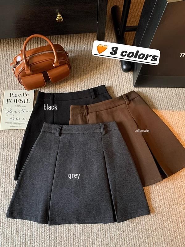 Spicy Girl High Waist Woolen A-line Skirt - Autumn 2024