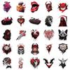 50 Horror Gothic Demon Stickers In Dark Red and Black Punk Style for Halloween Party Decoration.